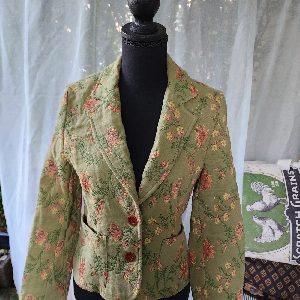 CAbi Floral Green Blazer